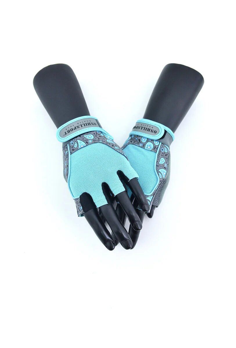 Перчатки для фитнеса женские замш серо-голубые X10